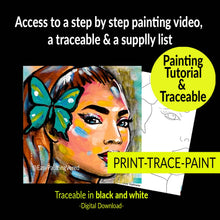 Load image into Gallery viewer, A GIRL WITH A BUTTERFLY - Painting Tutorial &amp; Traceable
